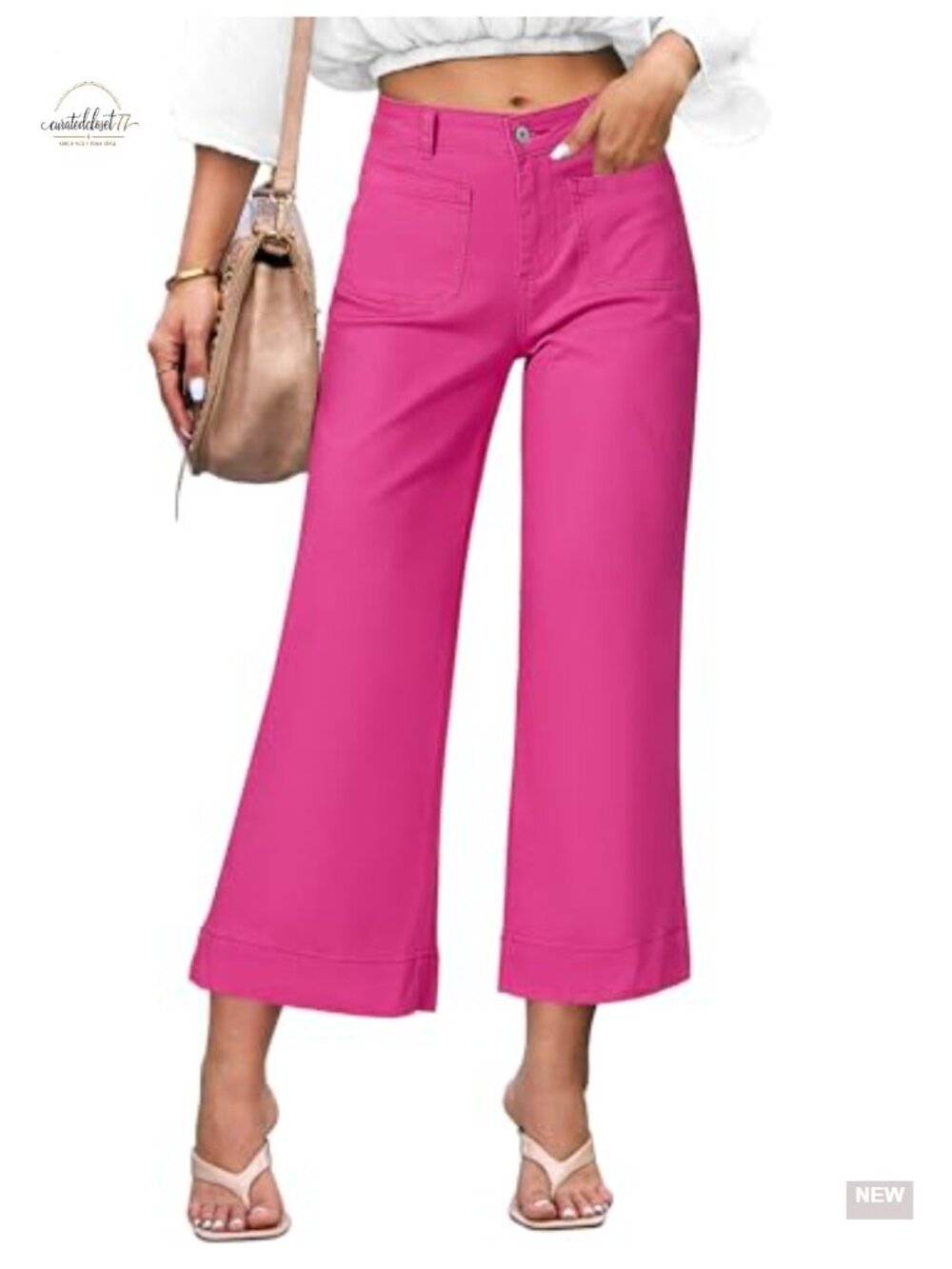 Wide Leg High Waisted Crop Flare Jeans Stretchy Denim Pants